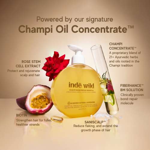 Inde Wild: Champi Bond Repair Shampoo - Strengthening, Hairfall Control & Scalp Cleanser  300ml