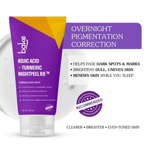 Bake Cosmetics: Night Peel RX Overnight Peel-Off Mask with Kojic Acid and Turmeric for Pigmentation, Tan, Dark Spot  100ml