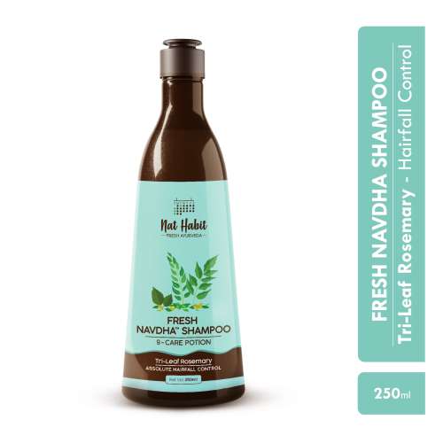 Nat Habit: Navdha Rosemary Shampoo For Hair Fall Control| Sulphate & Paraben Free | Soy Fermented Gentle Cleanser|Natural Herbal Shampoo for Women & Men, 250ml