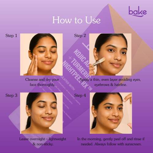 Bake Cosmetics: Night Peel RX Overnight Peel-Off Mask with Kojic Acid and Turmeric for Pigmentation, Tan, Dark Spot  100ml
