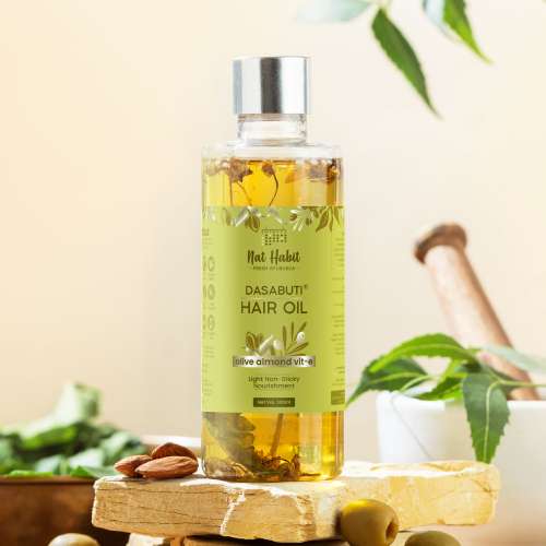 Nat Habit: Olive Almond Summer Light Hair Oil With Vitamin E For Men & Women, 100ml