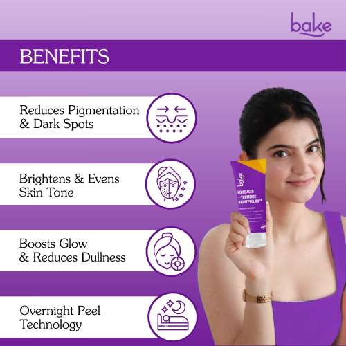 Bake Cosmetics: Night Peel RX Overnight Peel-Off Mask with Kojic Acid and Turmeric for Pigmentation, Tan, Dark Spot  100ml
