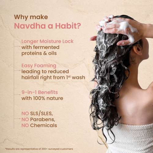 Nat Habit: Hibiscus Navdha Shampoo for Hair Growth, Fermented Soy Gentle Cleanser for Long Thick Hair | Natural Shampoo with Amla For Women & Men, 250ml