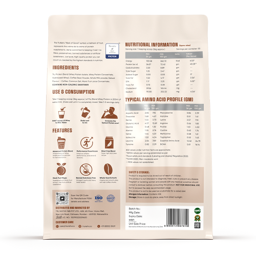 TruNativ: Trunativ Pro Blend Whey Protein | Coffee Mocha | 26g Protein & 6g BCAA per Serving | Grass-Fed Isolate & Concentrate| Lab Tested for Purity & Accuracy | No Added Sugar | Supports Muscle Recovery & Strength | 1.8 kg (4 lbs), Vegetarian