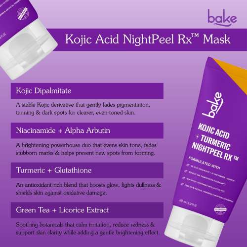 Bake Cosmetics: Night Peel RX Overnight Peel-Off Mask with Kojic Acid and Turmeric for Pigmentation, Tan, Dark Spot  100ml