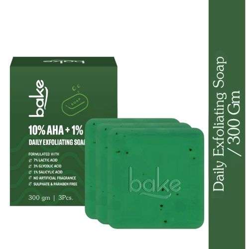 Bake Cosmetics: BAKE 10% AHA + 1% BHA Scrub Treatment Soap with Lactic Acid For Clogged Pores, Exfoliation, Strawberry Skin & Bright Underarms-Pack of 3(100g x 3) 