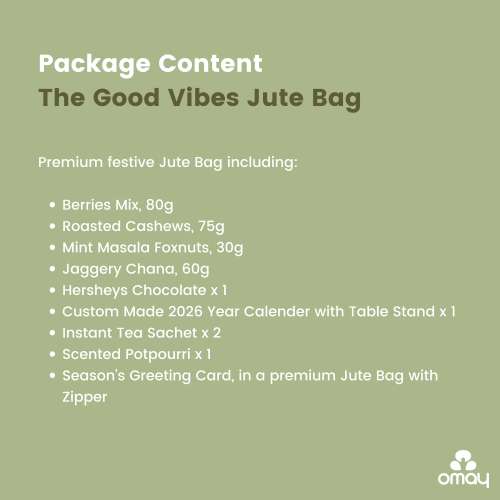 Omay Foods: Omay Foods The Good Vibes New Years Jute Bag   900gm