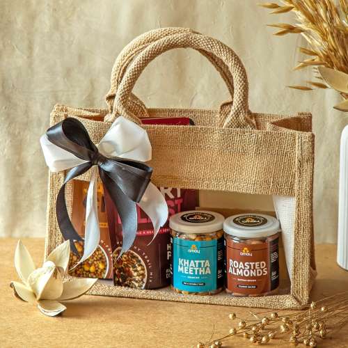Omay Foods: Omay Foods Gourmet Treasures New Years Jute Bag  900gm