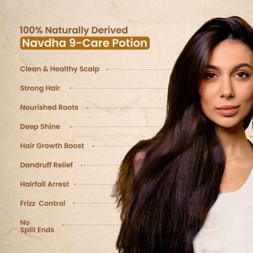 Nat Habit: Curry Cider Navdha Shampoo for Breakage Control & Shiny Hair| Apple Cider Vinegar & Fermented Soy| Amla Reetha Shikakai Herbal Shampoo for Women & Men, 250ml