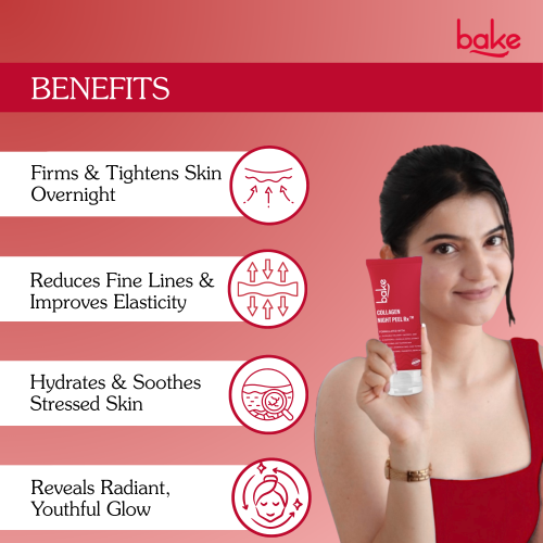 Bake Cosmetics: Collagen Night Peel Rx  2% Soluble Collagen Mask for Firming, Tightening, Elasticity & Hydration  100ml