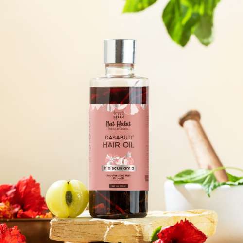 Nat Habit: Hibiscus Amla Hair Oil For Women & Men, Helps In Hair Growth & Thickness, 100ml
