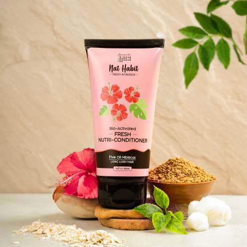 Nat Habit: Hibiscus Conditioner for Women & Men | Bio-Activated for Dry & Frizzy Hair | Moisturizing & Nourishing with Argan Oil for Shiny Hair, 150ml