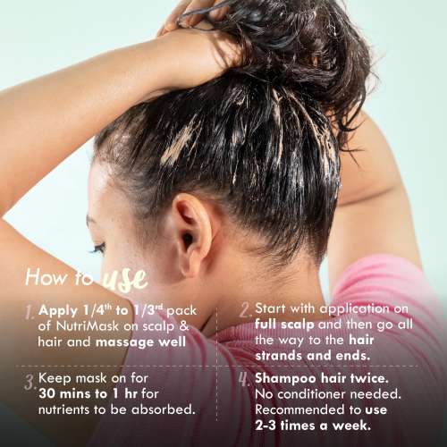 Nat Habit: Neem Bhringraj Blend Nutri Mask - Hair Mask For Dandruff, Scalp Itchiness, Conditioning, Smoothening & Shine, Suitable For All Hair & Scalp Types (Pack of 2 x 40g)