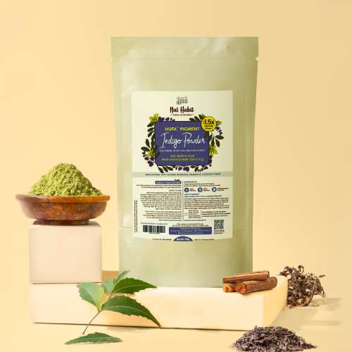 Nat Habit: Organic Indigo Powder, Natural Hair Color for Black Hair, HUFA, Indigo Leaf Powder for Rich and Fast Post-Henna Coloring, Chemical Free, 170gm