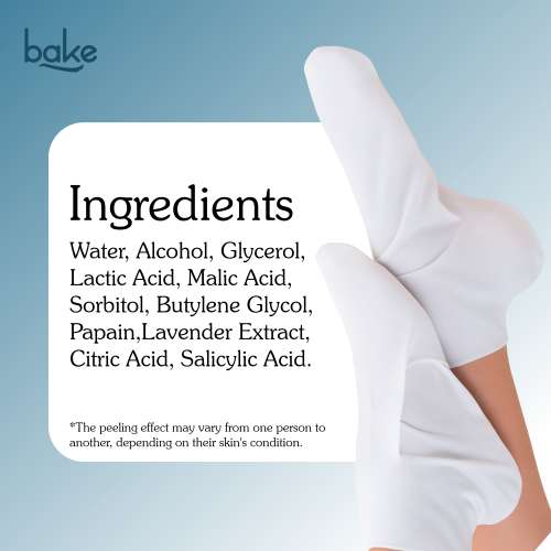 Bake Cosmetics: AHA + BHA Peeling & Exfoliating Foot Mask for Baby Soft Feet, Reduces Dry Skin & Calluses, Hydrates Skin - 1 Pair