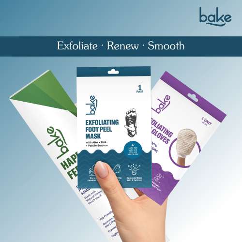 Bake Cosmetics: BAKE AHA + BHA Peeling & Exfoliating Foot Mask for Baby Soft Feet, Reduces Dry Skin & Calluses, Hydrates Skin - 1 Pair