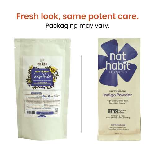 Nat Habit: Organic Indigo Powder, Natural Hair Color for Black Hair, HUFA, Indigo Leaf Powder for Rich and Fast Post-Henna Coloring, Chemical Free, 85gm