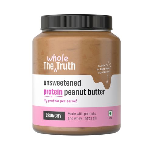 The Whole Truth: No Added Sugar Protein Peanut Butter - 925g with 11g protein per serve - Crunchy - Unsweetened