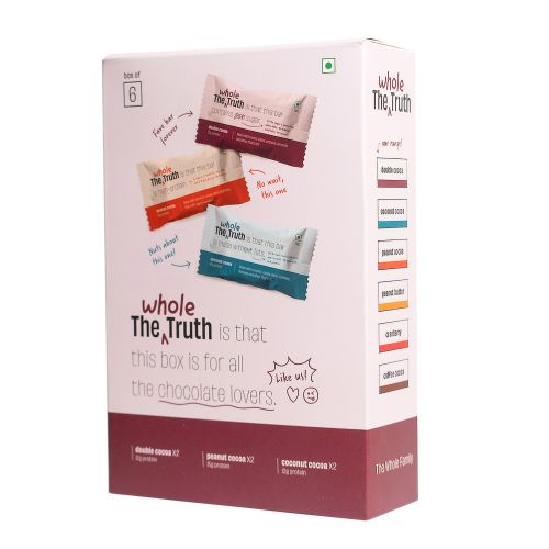 The Whole Truth: Protein BarsChoco Variety (2 Double Cocoa Bars, 2 Coconut Cocoa Bars, 2 Coffee Cocoa Bars) Pack of 6 (6 x 52g)