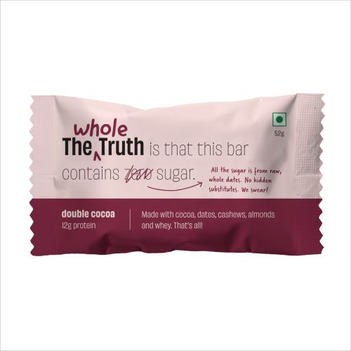 The Whole Truth: Protein Bars - Double Cocoa - Pack of 6 (6 X 52G) - No Added Sugar - All Natural