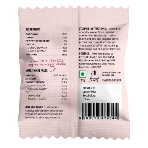 The Whole Truth: Mini Protein Bars - Double Cocoa- Pack of 8 - 8 x 27g - No Added Sugar - All Natural
