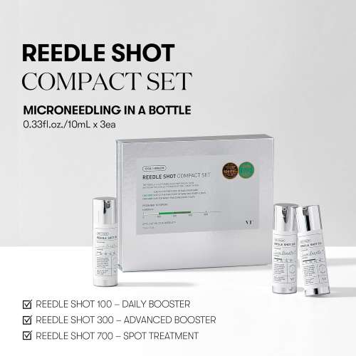 VT Cosmetics: Reedle Shot 100 300 700 Trial Kit | Micro-Needling | Skin Renewal | Anti-Aging | Trial Set | 10ml × 3ea
