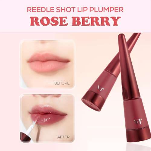 VT Cosmetics: Reedle Shot Lip Plumper Rose Berry | Lip Volumizing | Micro-Needling | Plump Lips | Rose Berry Tint | 4.3gm