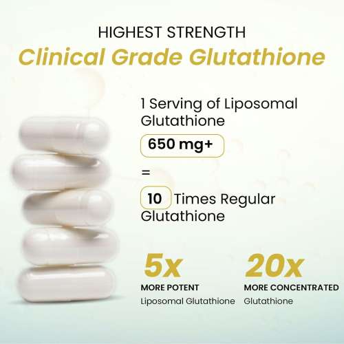 Vlado's Himalayan Organics: Liposomal Glutathione 650 mg+ Advanced Liposomal Formula with N-Acetyl L-Cysteine , Vitamin C & B12 - Highest Bioavailability & Absorbability, Enhanced Absorption - Cellular & Face Health - Helps in Skin Hydration & Skin Glow - Liver Health & Detoxificati