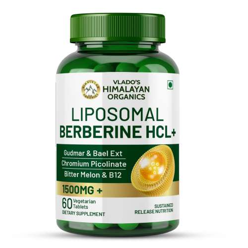 Vlado's Himalayan Organics: Liposomal Berberine HCL+ 1500mg+ with Piperine, Chromium , Bitter Melon, Bael, Gudmar & Vitamin B12 |For Metabolism, Hormonal Balance, Healthy Blood Sugar & Cholesterol Levels | 60 Veg Tablets
