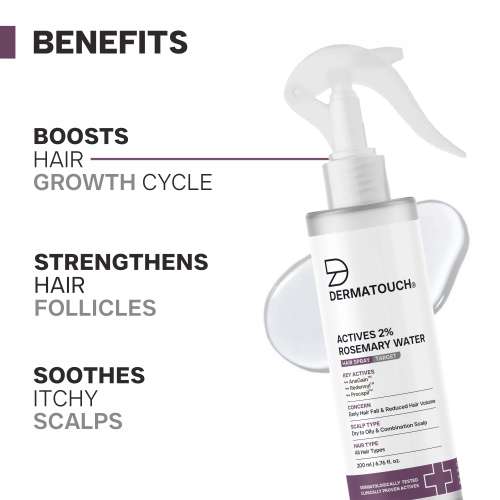 Dermatouch: DERMATOUCH Rosemary Water Spray For Hair Growth | Advance 2% Actives Rosemary, Redensyl, Anagain + Procapil Hair Spray Mist for Hair Fall Control, Stimulates Hair Growth, Adds Shine , Strengthens Hair | 200ml