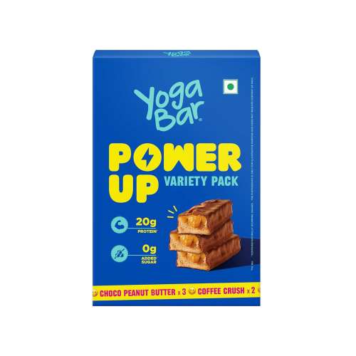 Yogabar: Power Up Protein Bar 20gm  Variety Pack of 5 Bars (3 x Choco Peanut Butter, x Coffee Crush)