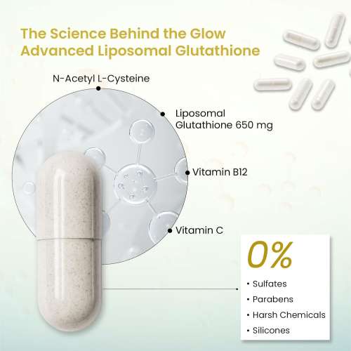 Vlado's Himalayan Organics: Liposomal Glutathione 650 mg+ Advanced Liposomal Formula with N-Acetyl L-Cysteine , Vitamin C & B12 - Highest Bioavailability & Absorbability, Enhanced Absorption - Cellular & Face Health - Helps in Skin Hydration & Skin Glow - Liver Health & Detoxificati