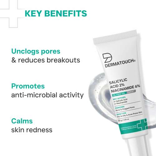 Dermatouch: Salicylic Acid 2% Niacinamide 6% Anti-Acne Oil Free Gel - 30gm