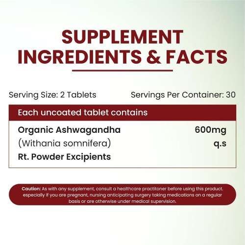 Vlado's Himalayan Organics: Organic Ashwagandha 1200mg Tablets | Stress & Anxiety Relief Tablets | Ashwagandha Powder tablet 1000 mg | Rejuvenates Mind & Body General Wellness - 60 Tablets