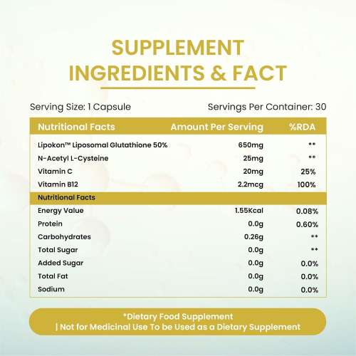 Vlado's Himalayan Organics: Liposomal Glutathione 650 mg+ Advanced Liposomal Formula with N-Acetyl L-Cysteine , Vitamin C & B12 - Highest Bioavailability & Absorbability, Enhanced Absorption - Cellular & Face Health - Helps in Skin Hydration & Skin Glow - Liver Health & Detoxificati