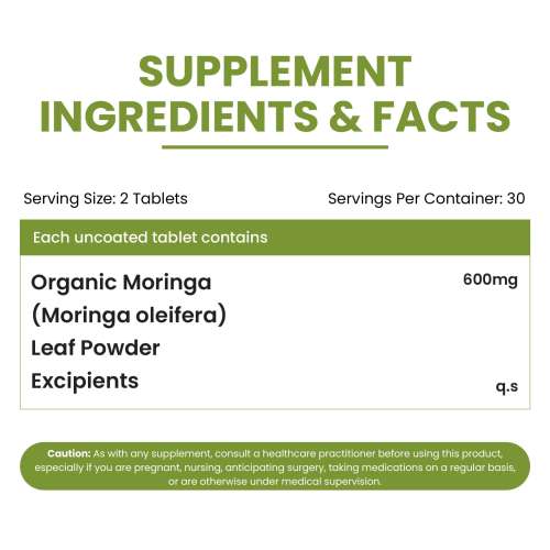 Vlado's Himalayan Organics: Organic Moringa Tablet with 1200mg Moringa Leaves Extract | Moringa Powder Tablets for Immunity, Digestion & Energy| Moringa Leaves Tablets, 60 Tablets
