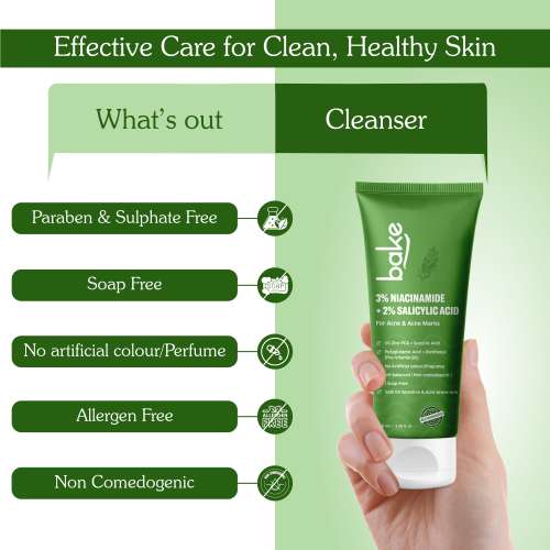 Bake Cosmetics: Bake 3% Niacinamide + 2% Salicylic Acid Face Wash For Acne & Acne Marks
