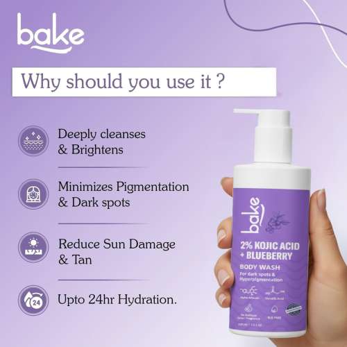 Bake Cosmetics: BAKE 2% Kojic Acid Brightening Body Wash for Pigmentation Tan Removal & Dark Spots-300ml