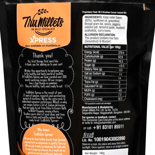 TruMillets: Trumillets Millet Tangy Poha, 180gm (Pack of 1)