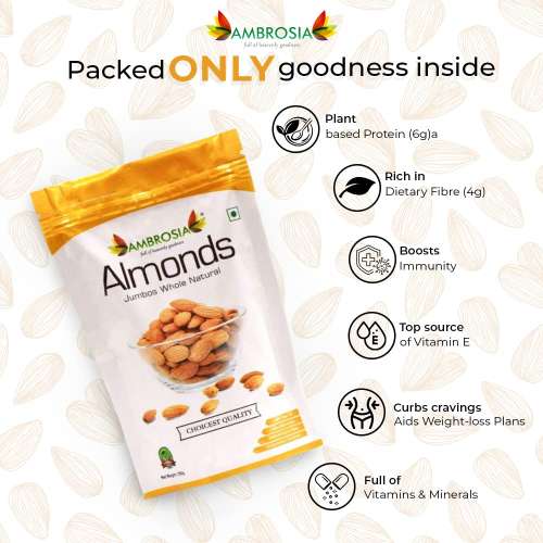 Ambrosia: Golden Jumbo Almond Kernels Pack of 2x250gm