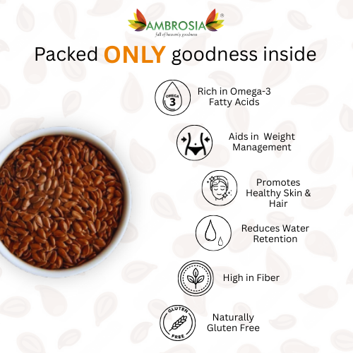 Ambrosia: Raw Flax Seeds 500gm Pack of 2x250gm