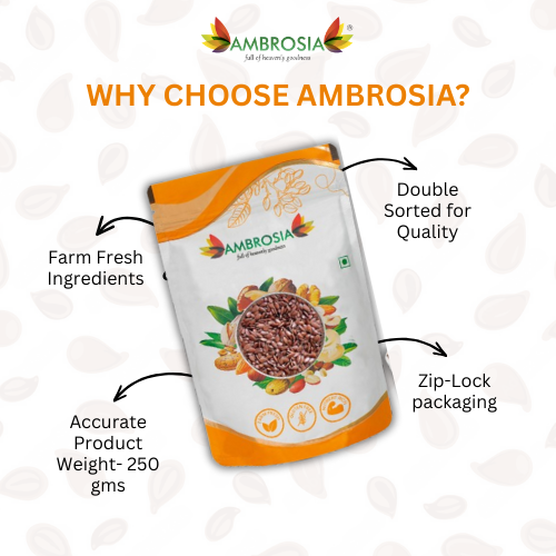Ambrosia: Raw Flax Seeds 500gm Pack of 2x250gm
