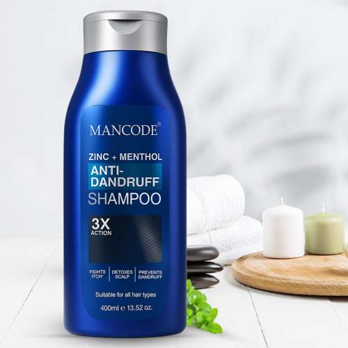 Mancode: Zinc + Menthol Anti-Dandruff Shampoo for Men and Women, 400ml | Cooling & Refreshing Formula with Zinc Pyrithione to Control Dandruff, Itchy Scalp & Excess Oil | Deep Cleansing Hair Shampoo for Strong, Flake-Free Hair