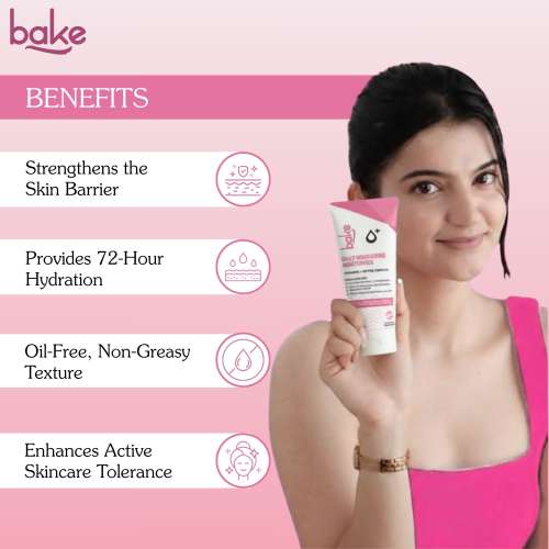 Bake Cosmetics: Daily Nourishing Ceramide Face Moisturizer for Post-Acne Marks & Scars with Peptides -72H Hydration  100gm