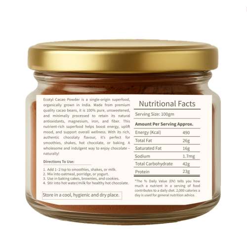 Ecotyl: Cacao Powder | Rich in Antioxidants | Boosts Energy | 150gm