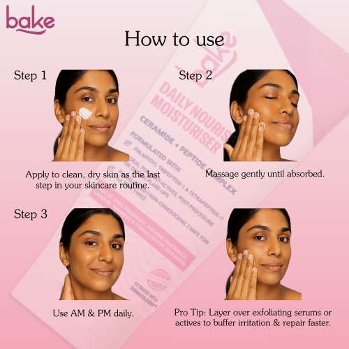 Bake Cosmetics: Daily Nourishing Ceramide Face Moisturizer for Post-Acne Marks & Scars with Peptides -72H Hydration  100gm