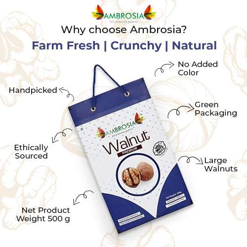 Ambrosia: Walnut Inshell Premium Blue Pack of 2x500gm