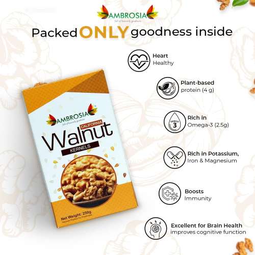 Ambrosia: California Walnut Kernels Pack of 2x250gm