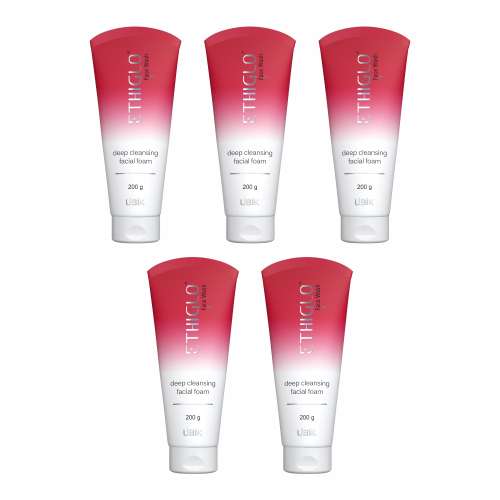 Ethiglo: Deep Cleansing Facial Foam Face Wash for Healthy, Soft and Smooth Skin | Removes Dirt, Impurities and Excess Oil | Suitable for All Skin Types | Pack of 5 - 200gm