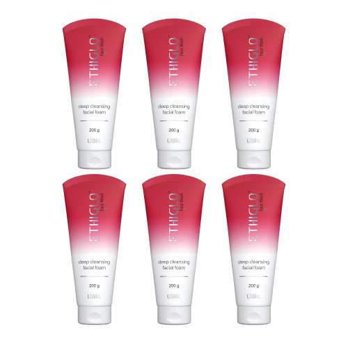 Ethiglo: Deep Cleansing Facial Foam Face Wash for Healthy, Soft and Smooth Skin | Removes Dirt, Impurities and Excess Oil | Suitable for All Skin Types | Pack of 6 - 200gm